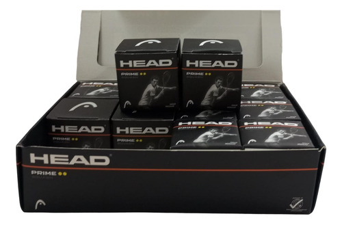 Pelota Squash Negra Dos Puntos Amarillo Marca Head (caja)