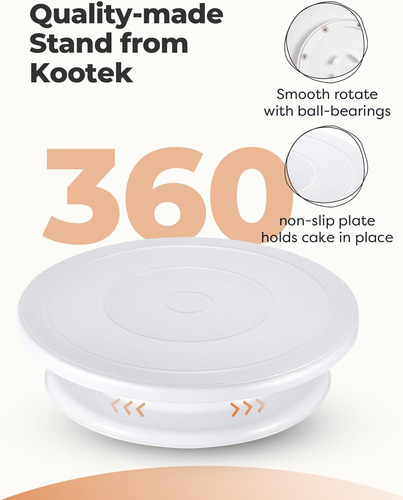 Soporte Giratorio Kootek, P/ Reposteria, Diam 28 Cm, Blanco