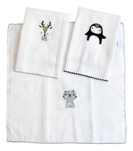 Boquinha Fralda 3 Peças - Woodland Branco/cinza