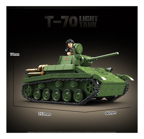 Bloques Para Armar Tanque T70 Con Soldaditos Sovieticos Ww2 689