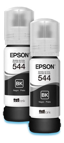 Garrafa De Tinta T544 Original Preto Kit 2 Unidades Epson