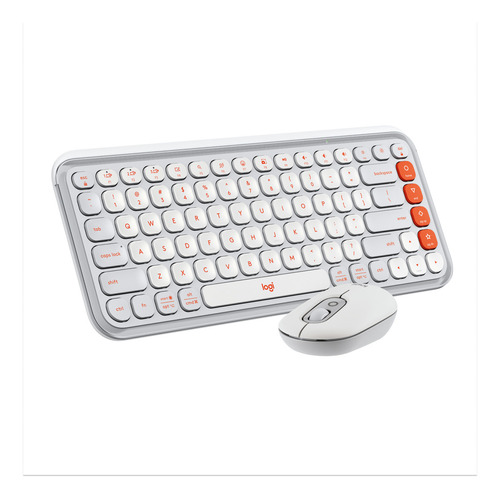 Kit Teclado Y Mouse Logitech Pop Icon Español Blanco Naranja
