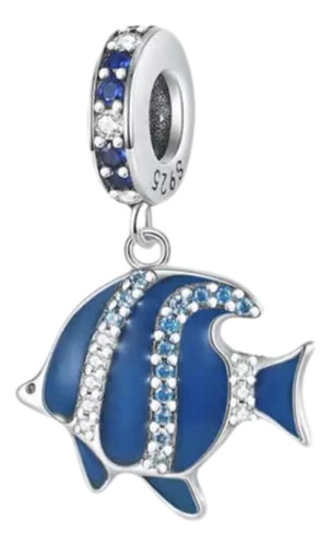 Dije Plata 925 / Charm Pez Azul, Colección Encantos Del Mar