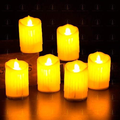 Imagen 6 de 10 de Vela Led Derretida 6 Cm Blanco Calido Pilas Navidad Fiestas