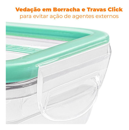 Pote Hermético De Plástico Freshy 820ml Verde - Sanremo Cor Transparente