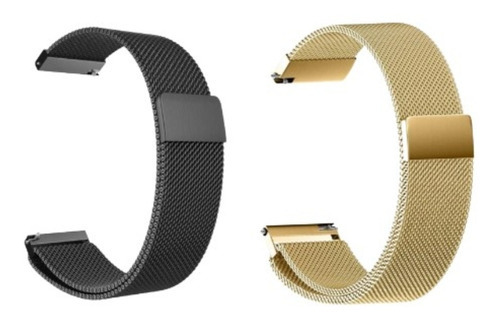 Kit Pulseira 20mm Magnética Compatível Relógio E Smartwatch Cor Preto-dourado