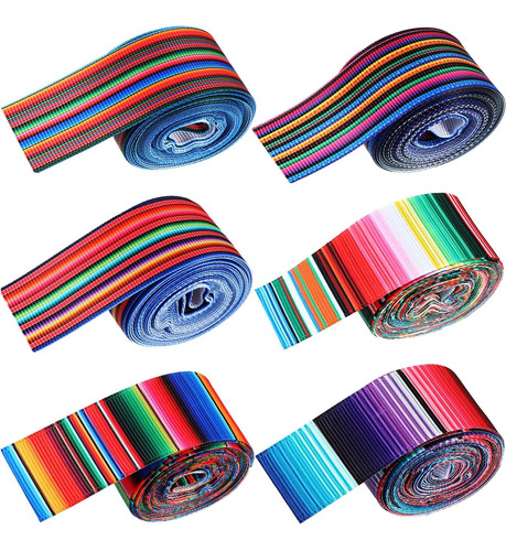 6 Rollo Cinta Raya Arco Iris Mexicano Color Para Serape Lazo