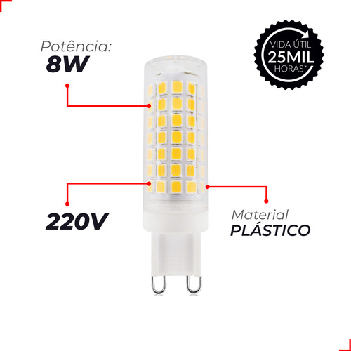 Lampada Led Halopin Points 8w 6500k Luz Branco Frio G9 220v Ip20 Cod: 351301360 Deluxe By Avant