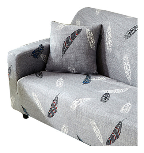 Imagen 4 de 4 de Funda Sillón Diseño Plumas 3 Cuerpos Gris
