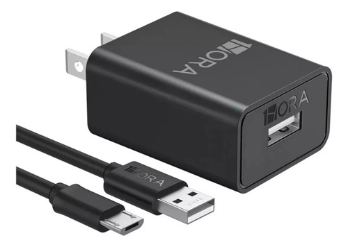 Combo 1hora Cargador Carga Rápida Y Cable Micro Negro