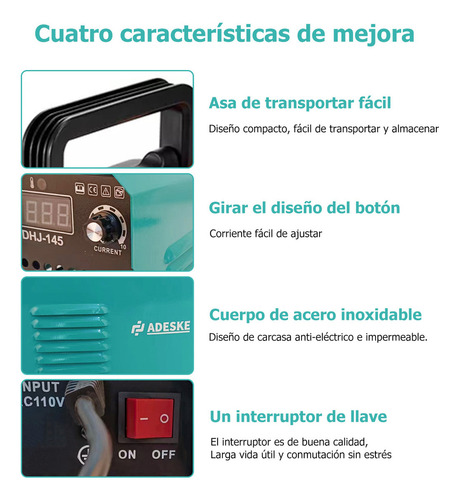 Mini soldadoras Inverter portatil inversores Adeske DHJ-145 color cian