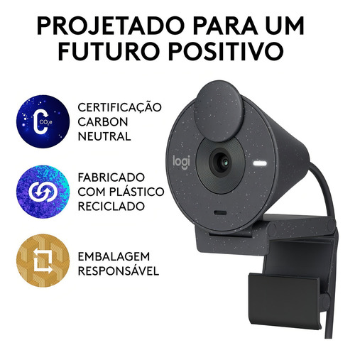 Webcam LOGITECH Brio 300 Full HD 1080p USB-C Microfono Integrado