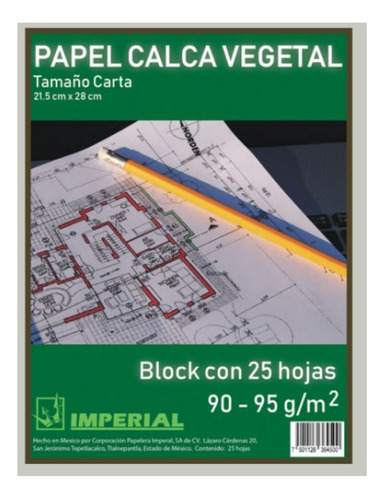 Block 25 H Vegetal Tamaño Carta  95 Grs Papeleria Imperial