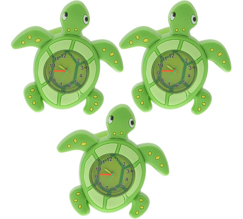 Reloj Slap On De Silicona Con Forma De Tortuga, 3 Unidades,