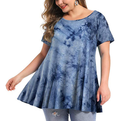 TĂșnica Suave De Talla Grande Para Mujer, Manga Corta Con Est