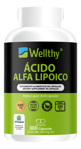 Ácido Alfa Lipoico 300 Cápsulas Wellthy Sin Sabor