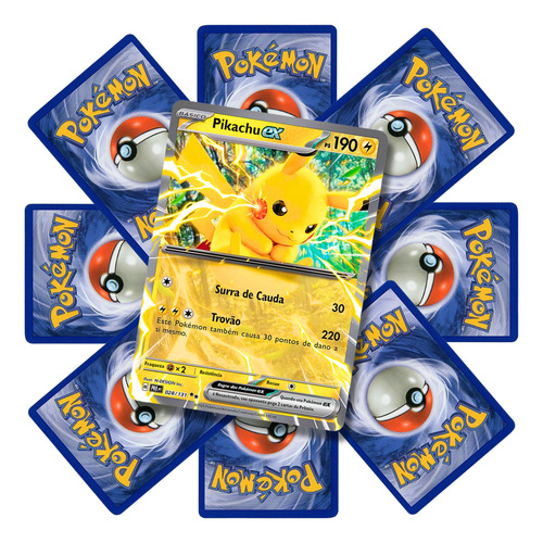 50 Cartas Pokémon Com 10 Brilhantes + Ultra Rara Original