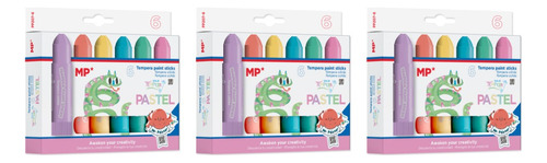 3 Pack Ahorro Témpera Sólida En Barra Pastel 6 Uds Mp