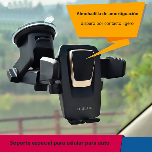 Soporte Celular Auto 360° Fijación Seguraajuste Flexible Negro