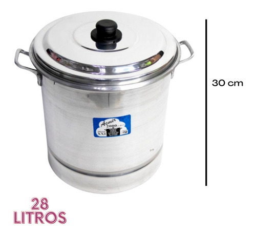 Imagen 3 de 5 de 3 Vaporera Olla Tamalera 28, 12 Y 7 Litros Con Tapa Y Disco