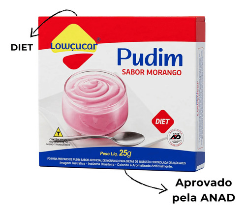Mistura Pudim Lowçucar Zero Açúcares Sabor Morango 25g