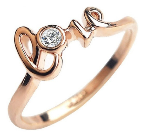 Anillo De Compromiso Oro 18k Love Diamantes Austriacos 