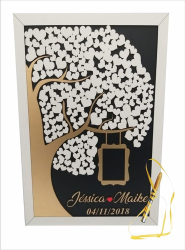 Quadro De Assinaturas Para Casamento + Caneta Brinde!!!!