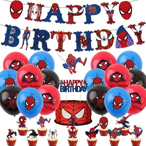 Globos y pancartas de Spiderman de 3er cumpleaños para decoraciones de  suministros de fiesta