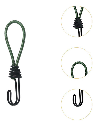 10 Pçs Cabo Elástico Com Gancho Mini Cabo Elástico, Verde