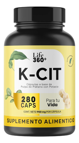 Suplemento Alimenticio Citrato De Potasio Life 360+ 280 Caps Sabor No Saborizado