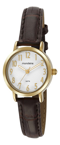 Relógio Feminino Mondaine Dourado Pequeno Pulseira Couro