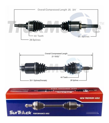 Surtrack Par Set 2 Eje Delantero Cv Para Ford Escape