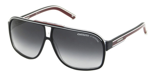 Gafas de sol Carrera Grand Prix 2 con marco de acetato color negro/rojo, lente gris de plástico degradada, varilla negra/roja/blanca de acetato