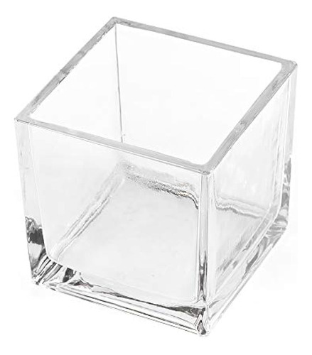 Cys Excel Vaso Cubo De Vidrio 4 X4 X4  | Centros De Mesa De 