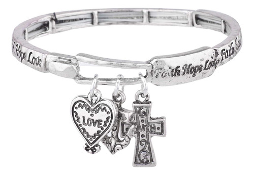 Accesorios Lux Pulsera Con Cruz En Forma De Corazón En Tono 