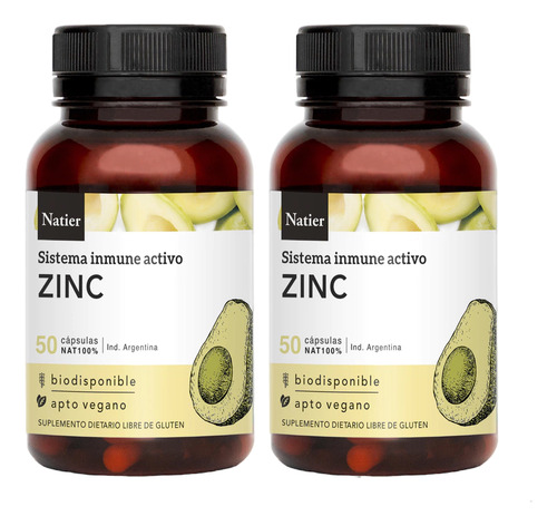 Pack 2 Zinc Natier Antioxidante Sistema Inmune 50cap