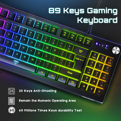 Teclado Con Cable B1 Con Retroiluminación Rgb, 89 Teclas