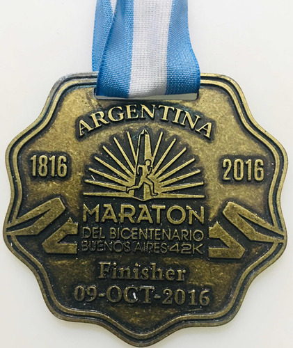 Medalla Maratón Bicentenario 42 K Buenos Aires 09/oct/2016