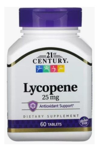 Licopeno 25 Mg 60 Tablets 21st Century Importado Original Sem Sabor