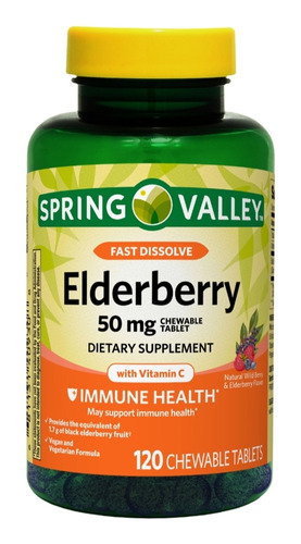 Spring Valley Elderberry  50mg 120 Tabletas Masticables 