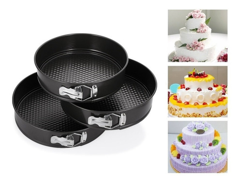 Moldes Para Tortas Redondo Desmontable Set X3 Anti Adherente