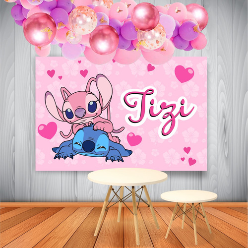 Banner Candy Fiesta Cumpleaños Deco Lilo Stitch 1.5x1 M