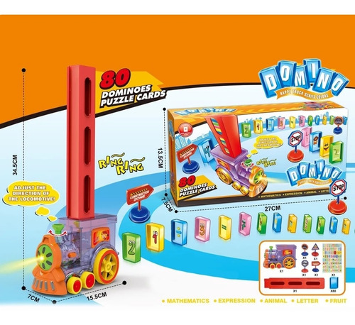Imagen 8 de 8 de Tren Dominó Para Niños, Juego De Bloques De Construcción,