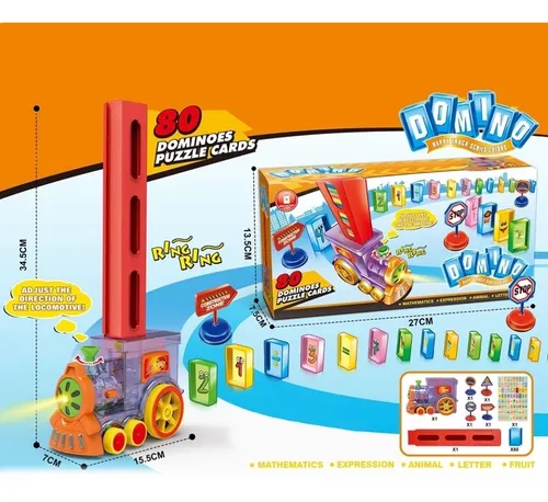 Imagen 8 de 8 de Tren Dominó Para Niños, Juego De Bloques De Construcción,