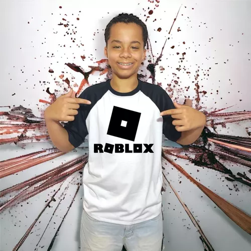 KIT - Camiseta Manga Preta ou Infantil e Caneca Roblox