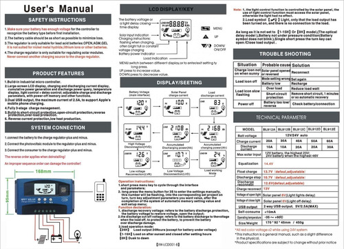 30a Mppt Controlador De Carga Solar Dual Usb Display Lcd