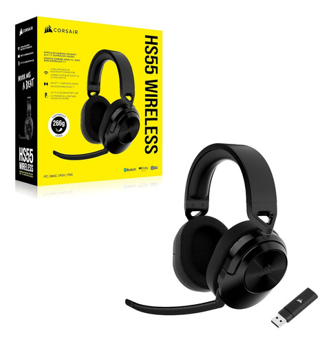 Diadema Corsair Hs55 Wireless Multiplataforma Color Negro Negro