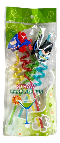 Pajitas Sorbetes Bombillas De Labubu Capibara Stitch X8 Uni Super Heroes