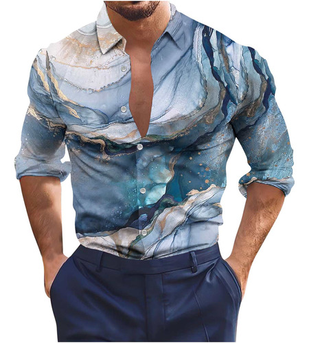 Camisa M De Manga Larga Estampada Sin Posicionamiento Para H