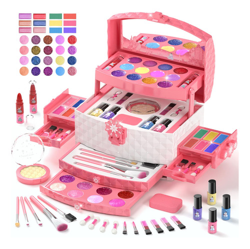 Set De Maquillaje Girlshome Kids Frozen Pink Con 56 Piezas D